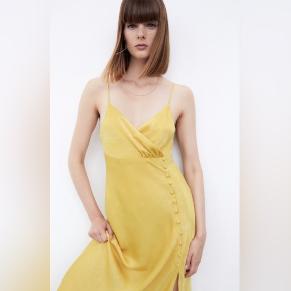 ZARA buttoned slip dress - Yellow